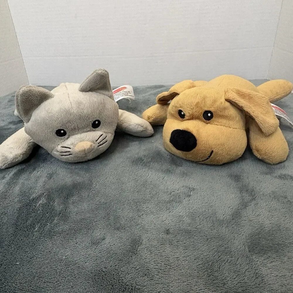 Melissa And Doug Kitty Cat Gray & Tan Puppy Dog Plush Embroidered Eyes 8